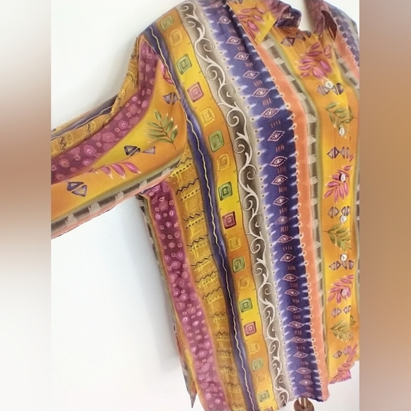 VINTAGE PATTERNED SILK BLOUSE - Picture 5 of 7